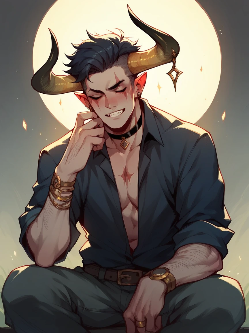 score_9, score_8_up, score_7_up, score_6_up, score_5_up, <lora:H0rnsXLP:1> h0rns, bull horns, 1boy, demon, solo
