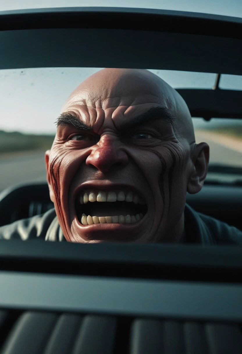 (((Car with RAGEface))), cinematic view