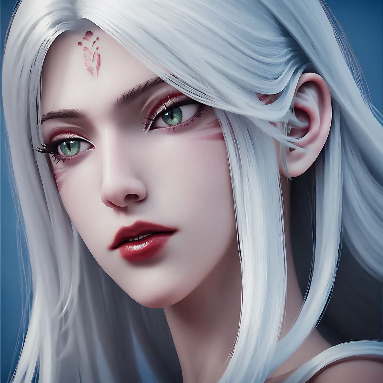 score_9,score_8_up,score_7_up,
<lora:XiaoBai_Pony:1>,
xiaobai,1girl,solo,long hair,white hair,green eyes,lips,facial mark,parted lips,red lips,Character details,nose,portrait,eyelashes,close-up,realistic,simple background,beautiful detailed eyes,raising your hair with your hands,facial detail description,shining eye shadow,