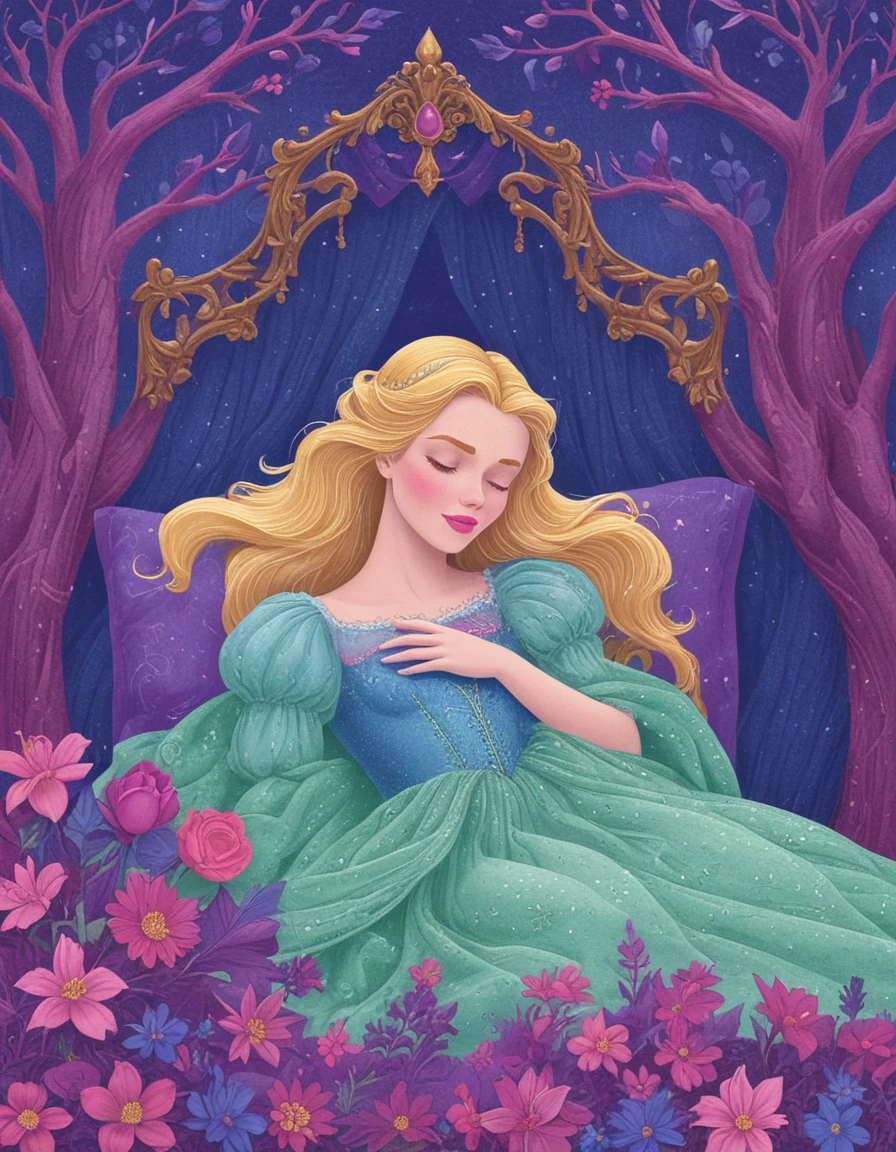 sleeping beauty <lora:novuschroma01 style_2:.97> novuschroma01