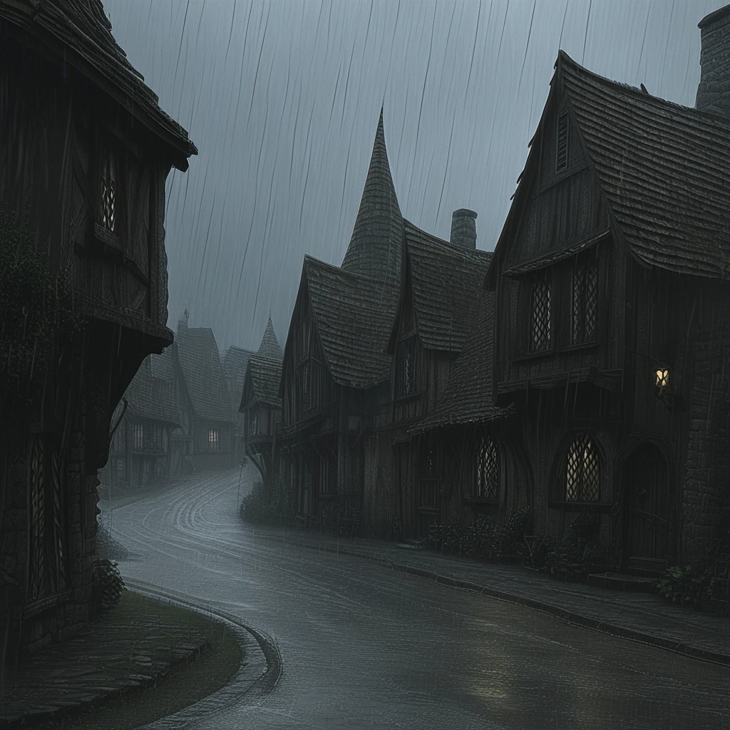 Villagedarkmb, rain, Outdoors, scenery, building