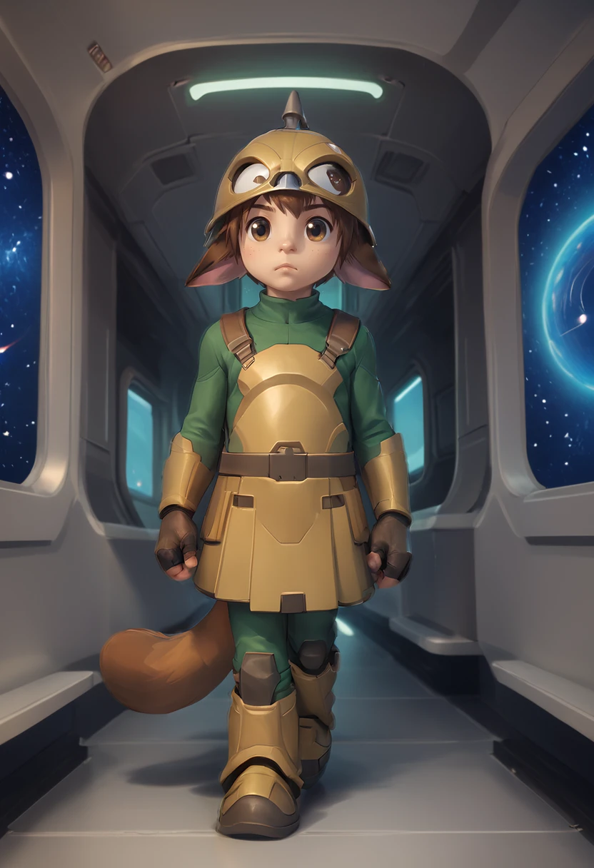 score_9, score_8_up, score_8,
<lora:Roger_S_Huxley_Star_Ocean_for_PonyXL:0.8> 1boy, r0g3r, animal ears, young, brown hair, helmet, tail, brown eyes,
spaceship interior, futuristic, walking, confused, window, stars, solo,