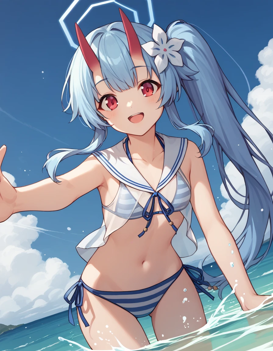 (Super detailed、Ultra-high resolution、Detailed Background)、((Flat Color))、((colorful))、((浮かぶcolorfulな水))、1 female college student、break、body paint、Pop tattoo on chest、Pop tattoo on belly、Feminine beauty、Warm body type、Large chest、Sexy Random Pose、Angle view from below、
(Medium Hair、Vermilion blue silver hair、hair ornaments)、Beautiful blue eyes、Beautiful red lip、(White Micro Mini Dress、choker、Sexy uniform showing the underside of the chest)、(((Underboob)))、cameltoe、TWICE's Tzuyu' on pause、I can see her panties、(fun、smile、A rich expression)