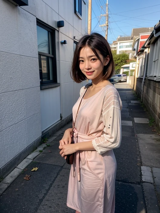 <lora:add_detail:0.5> (realistic, photo-realistic:1.25),
1girl, asian female,
standing, looking at viewer, smile,
 <lora:AlleyInRA-v1:0.6> outdoors, alley, on road