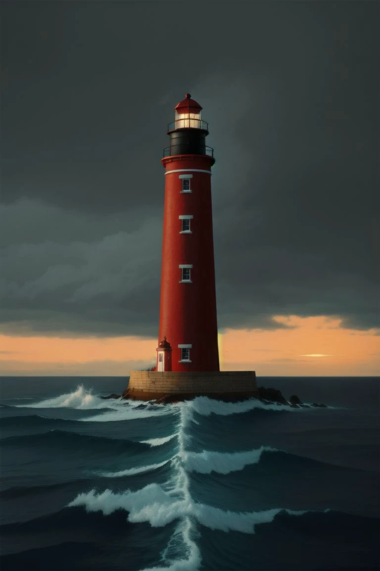 8k, Editorial image,
a lighthouse in the middle of the ocean, hyper-detailed, trending on artstation