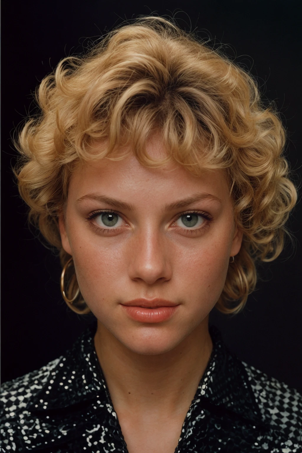 hyperrealistic art analog photo of 18yo athletic 1980s girl in white t-shirt at Moscow street sunset, bright blue eyes, medium haircut, (smile:0.7) , <lora:Vintage_Street_Photo:0.8> Vintage Street Photo . extremely high-resolution details, photographic, realism pushed to extreme, fine texture, incredibly lifelike