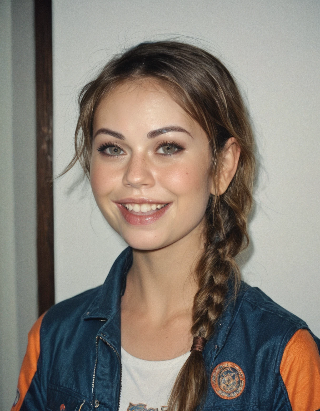 score_9, score_8_up, score_7_up, ohwx, 1girl, slim, photo, realistic, braided ponytail, happy, jacket, <lora:CrunchyBanana_PONY_DORA_Alexis_Dziena:1>, rating_safe, solo focus
