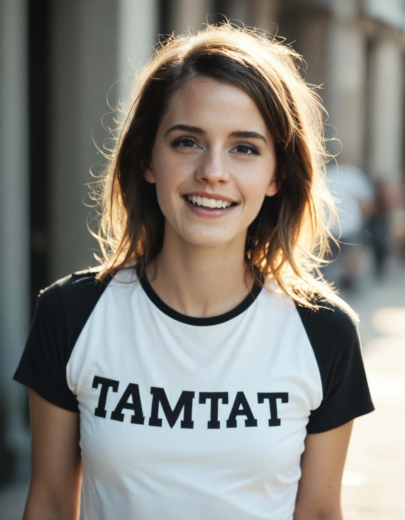 score_9, score_8_up, score_7_up, ohwx, 1girl, slim, realistic, happy, t-shirt, <lora:CrunchyBanana_PONY_DORA_Emma_Watson:0.9>, rating_safe