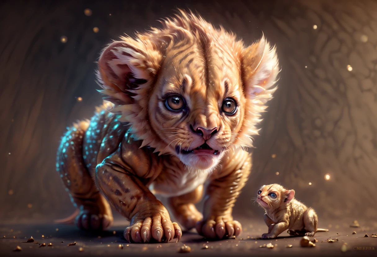 CBCHIMER4, cute baby chimera, lion
Best quality, 4k, Extremely detailed hyper realistic.
DARK BACKGROUND