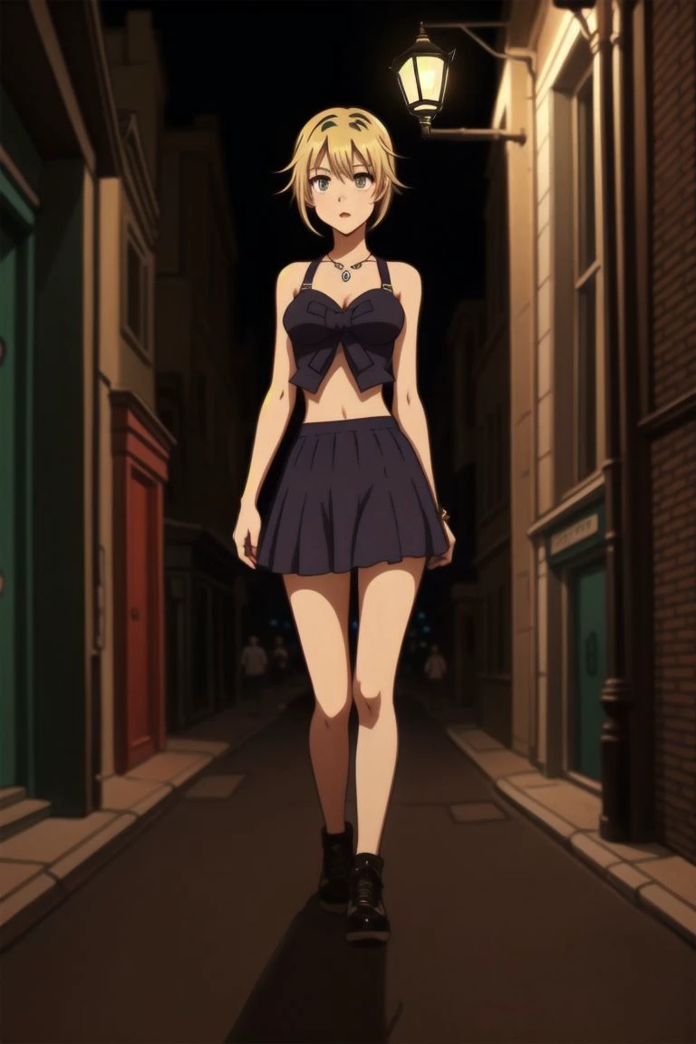 girl,Cinematic Lighting,narrow_waist,slender face,skinny,(street at night),with a focus on her face and upper body,prismatic colors,cute & girly \(idolmaster\),