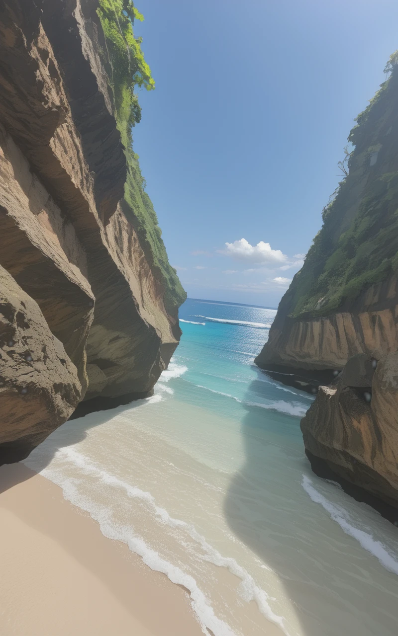 <lora:Pantai_Suluban_Beach:0.9>, (anime coloring, anime visual), masterpiece, best quality, high quality, ((view from ground)), Pantai_Suluban_Beach, beach, cliff, ocean, clear water, no human