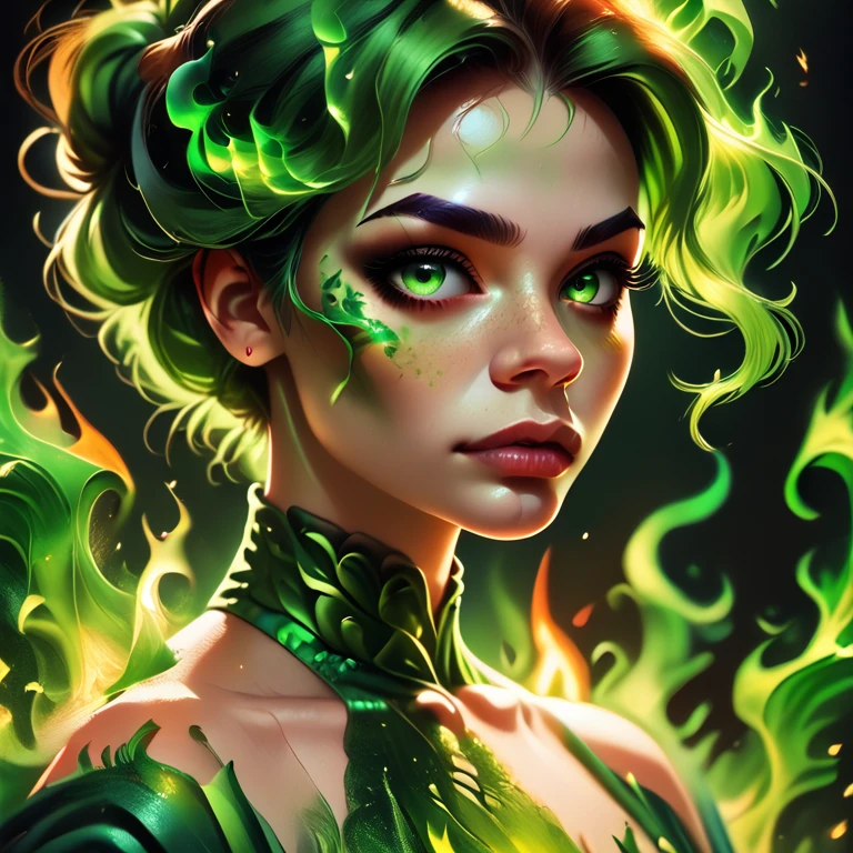 score_9,score_8_up,,score_7_up,onfire,1girl,dress,,green flames,portrait
 <lora:multi-colored_flames-pony-8:0.8>.