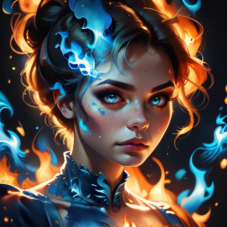 score_9,score_8_up,,score_7_up,onfire,1girl,dress,,blue flames,portrait
 <lora:multi-colored_flames-pony-8:0.8>.