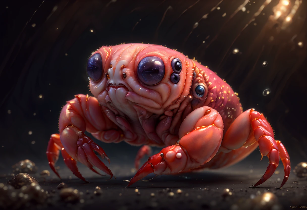 CBCHIMER4, cute baby chimera,  crab
Best quality, 4k, Extremely detailed hyper realistic.
DARK BACKGROUND