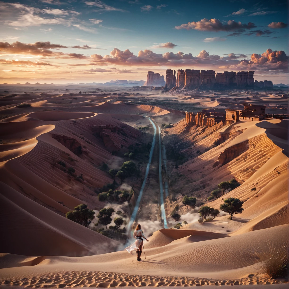 Hyperrealistic art (a sweeping epic landscape shot of a desert), (during the day), <lora:Epic_Landscapes-Pony:0.7>, high quality, highres, masterpiece, best quality, 8k, intricate, detailed, BREAK score_9, score_8_up, score_7_up, best quality, masterpiece, 4k, uncensored, prefect lighting, rating_explicit, very aesthetic, anime, zPDXL2  . Extremely high-resolution details, photographic, realism pushed to extreme, fine texture, incredibly lifelike