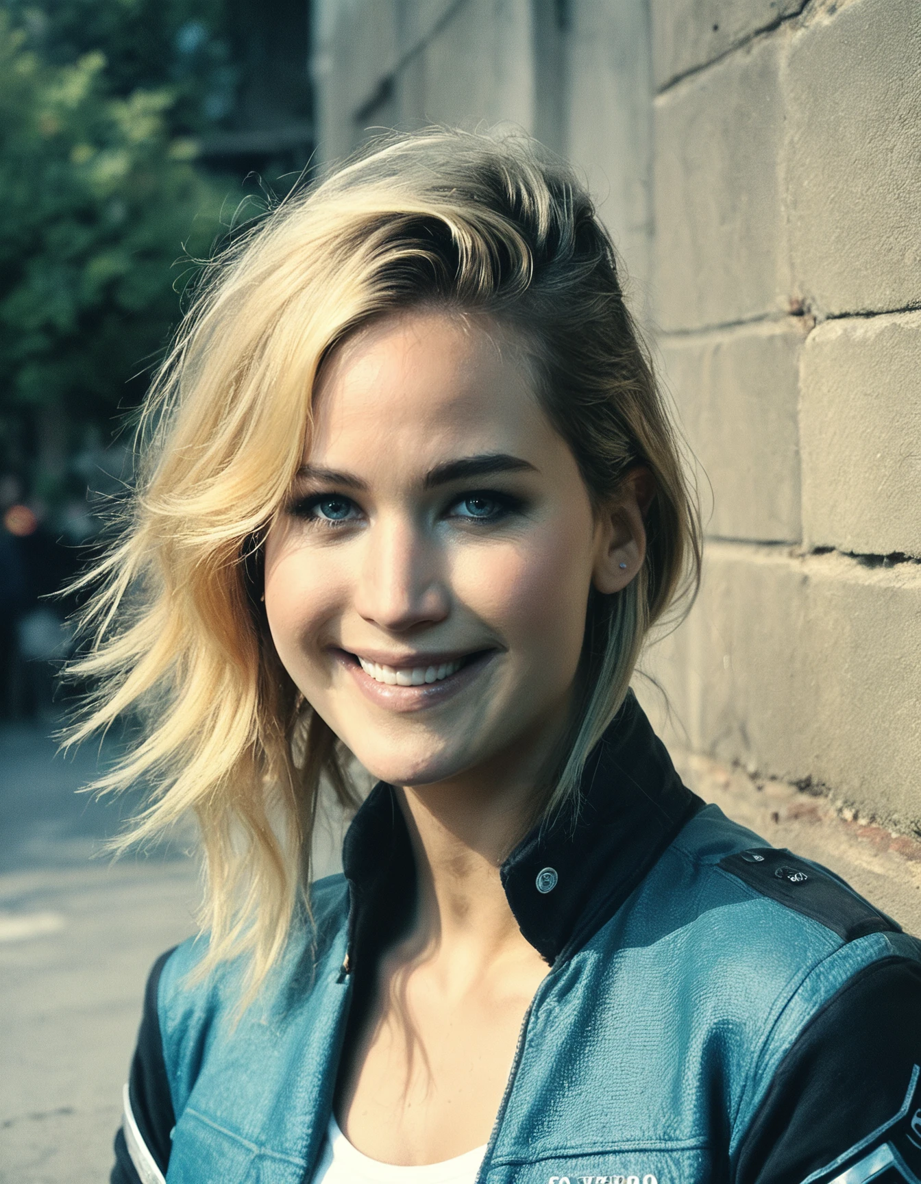 score_9, score_8_up, score_7_up, ohwx, 1girl, realistic, photo, light smile, slim, cropped jacket \(bolero\), blonde, asymmetrical bangs, <lora:CrunchyBanana_PONY_DORA_Jennifer_Lawrence:1>, outdoors, solo focus, looking at viewer, rating_safe