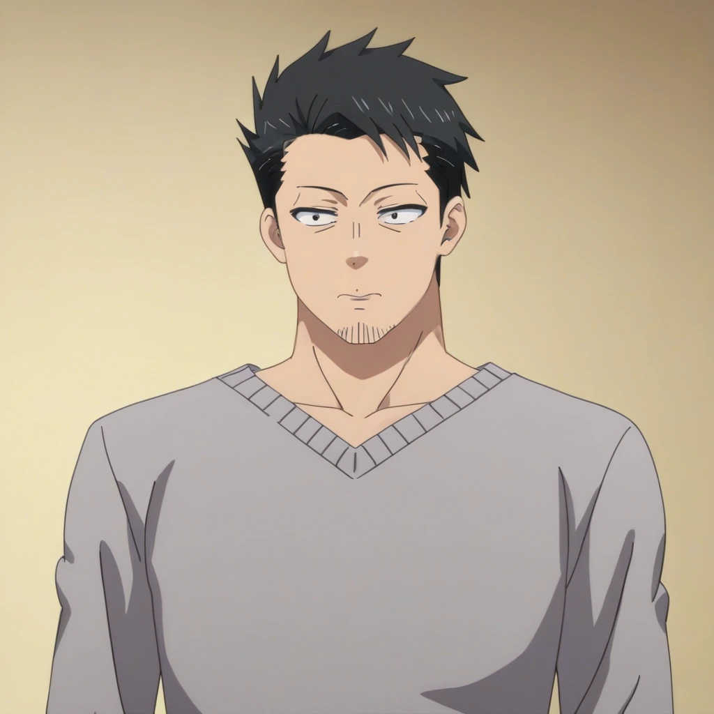 rating_safe, embedding:zPDXL, looking_at_viewer,
fujio uzaki, 1boy, male focus, solo,cowboy_shot,grey sweater, sanpaku,