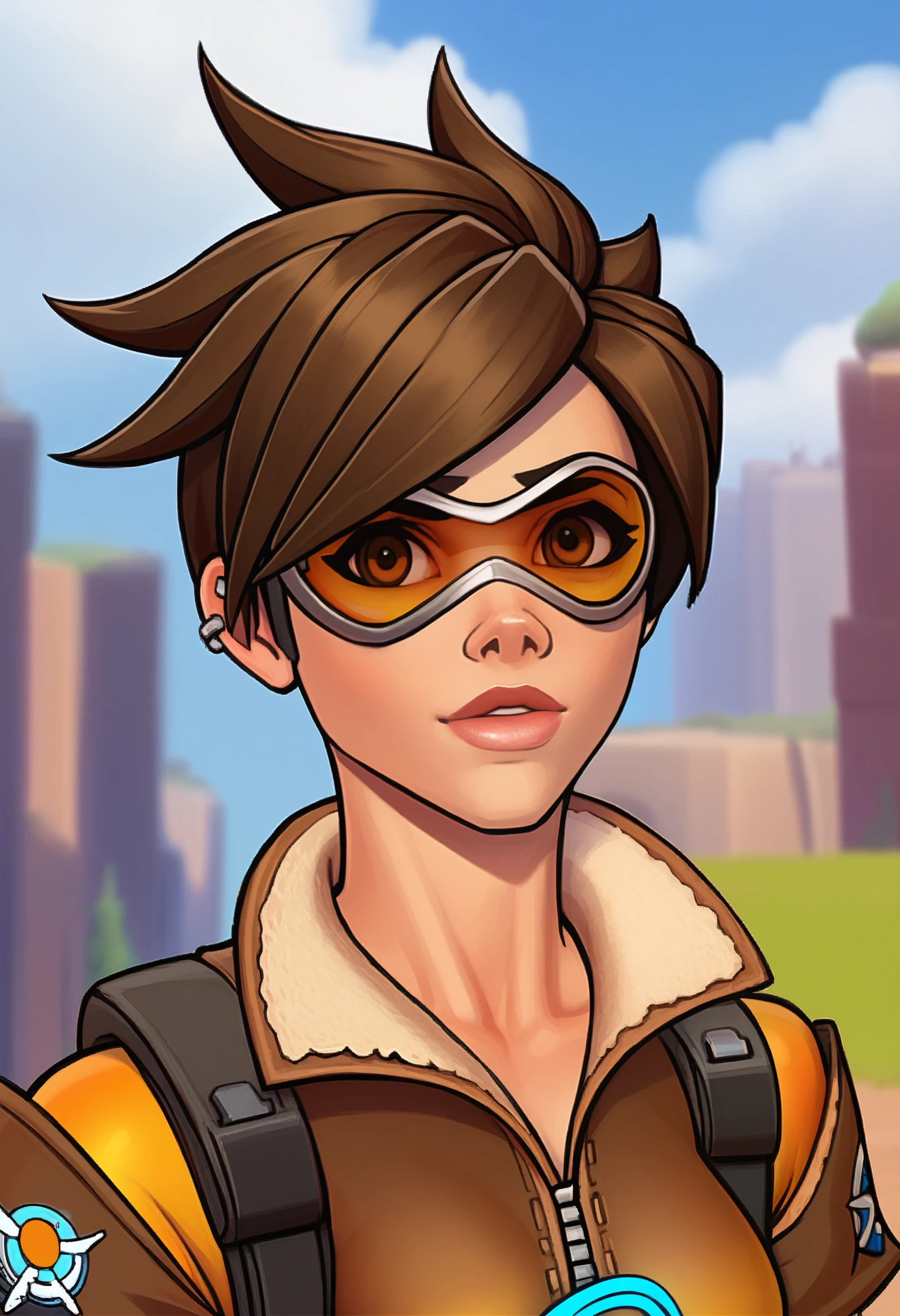 score_9, score_7_up, <lora:warlockandboobs-guy-PONY-DORAv1:1>, 1girl, solo, tracer \(overwatch\), portrait, depth of field