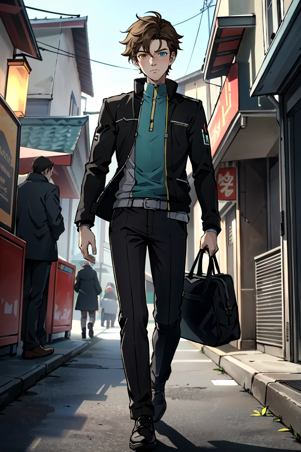 ((ultra detailed, masterpiece, absurdres))
 <lora:BRhys:0.8>
BRhys, 1boy, short hair, heterochromia, looking at viewer, walking down a busy urban street, exuding charisma