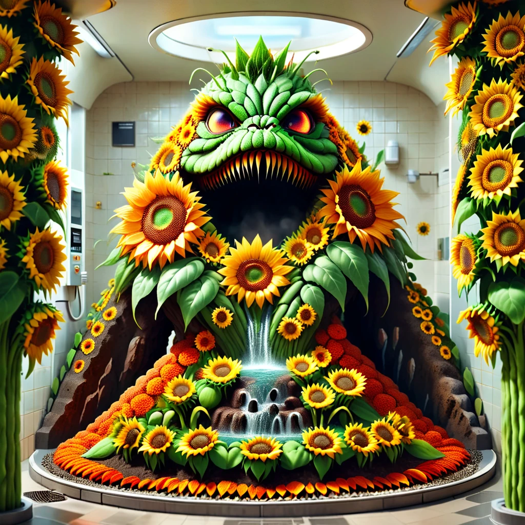 (a volcano made of sunflowers in a gas station bathroom:1.1), depth of field, detailed background, masterpiece, digital photograph, DSLR, ludicrously detailed, melancholy
<lora:sunflowers-000011:1>