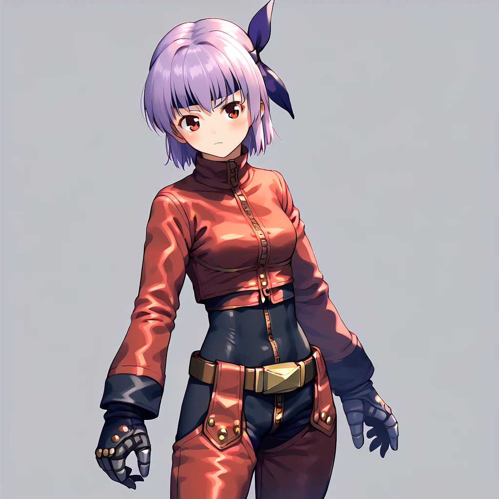 score_9
<lora:kulaclassic:1> kulaoutfit, belt, gloves, pants, long sleeves, zipper, buckle, turtleneck, jacket, cropped jacket, belt buckle, gauntlets, chaps, bodysuit,
 <lora:ayane-v2-ponyxl:0.8> ayane, headband, ayanedef,