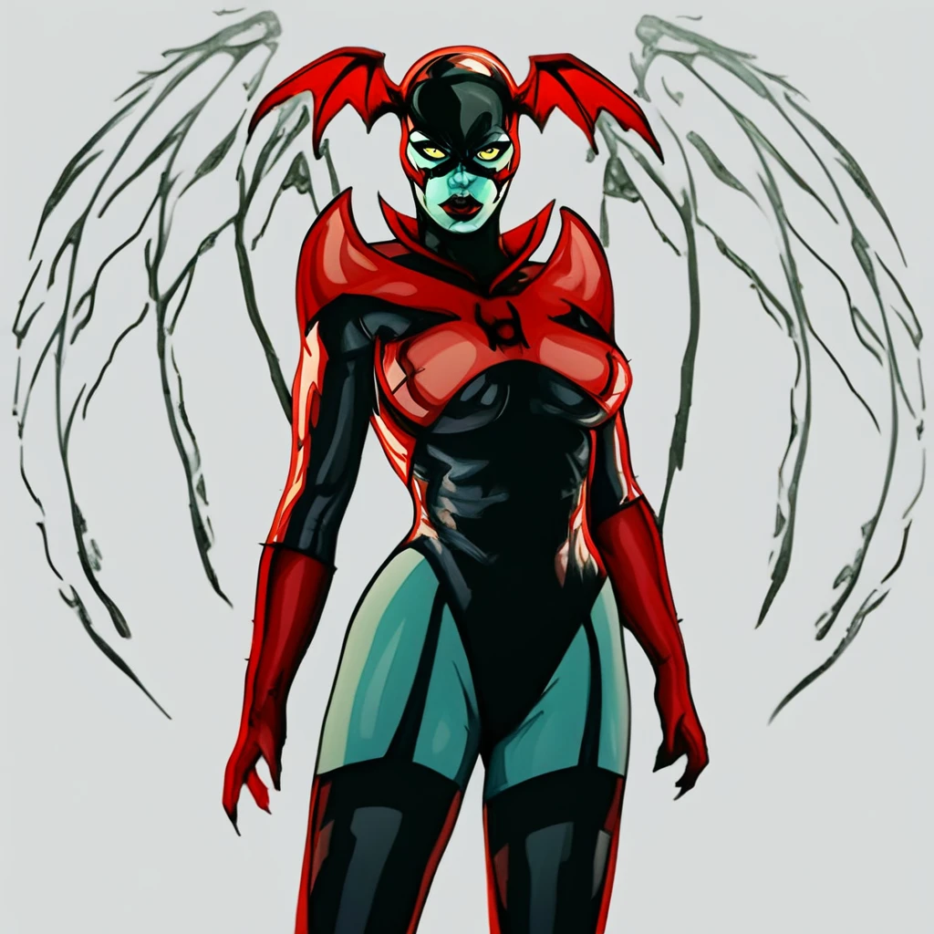 green poison and red blood ink, created the amazing form of the Image Comics character, ((Female Spawn)). Sketch, Manga Sketch, Pencil drawing, Black and White, Manga, Manga style, Low detail, Line art, vector art, Monochromatic, by Todd McFarlane