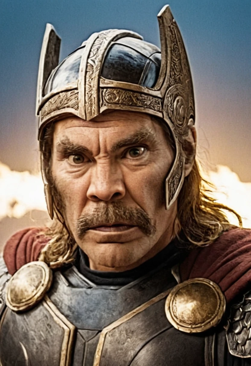 cinematic still A highly detailed portrait of Don RamÃ³n as Thor, featuring a realistic and intricate depiction of his appearance as the Norse god, wearing Thor's iconic armor and helmet with detailed engravings and textures, holding MjÃ¶lnir, his mighty hammer, rendered in high-resolution with a strong focus on realistic textures and fine details, his expression a blend of strength and determination, set against a dramatic background with thunderous clouds and lightning, illuminated by intense, dynamic lighting that enhances the epic and powerful atmosphere, capturing the essence of Thorâs godly presence with a strikingly realistic and immersive portrayal . emotional, harmonious, vignette, 4k epic detailed, shot on kodak, 35mm photo, sharp focus, high budget, cinemascope, moody, epic, gorgeous, film grain, grainy, A highly detailed portrait of Don RamÃ³n as Thor, featuring a realistic and intricate depiction of his appearance as the Norse god, wearing Thor's iconic armor and helmet with detailed engravings and textures, holding MjÃ¶lnir, his mighty hammer, rendered in high-resolution with a strong focus on realistic textures and fine details, his expression a blend of strength and determination, set against a dramatic background with thunderous clouds and lightning, illuminated by intense, dynamic lighting that enhances the epic and powerful atmosphere, capturing the essence of Thorâs godly presence with a strikingly realistic and immersive portrayal, cinematic, romantic, enigmatic, attractive, handsome, depicted light, smart, luxury, elite, elegant, luxurious, very coherent, vibrant, magical color