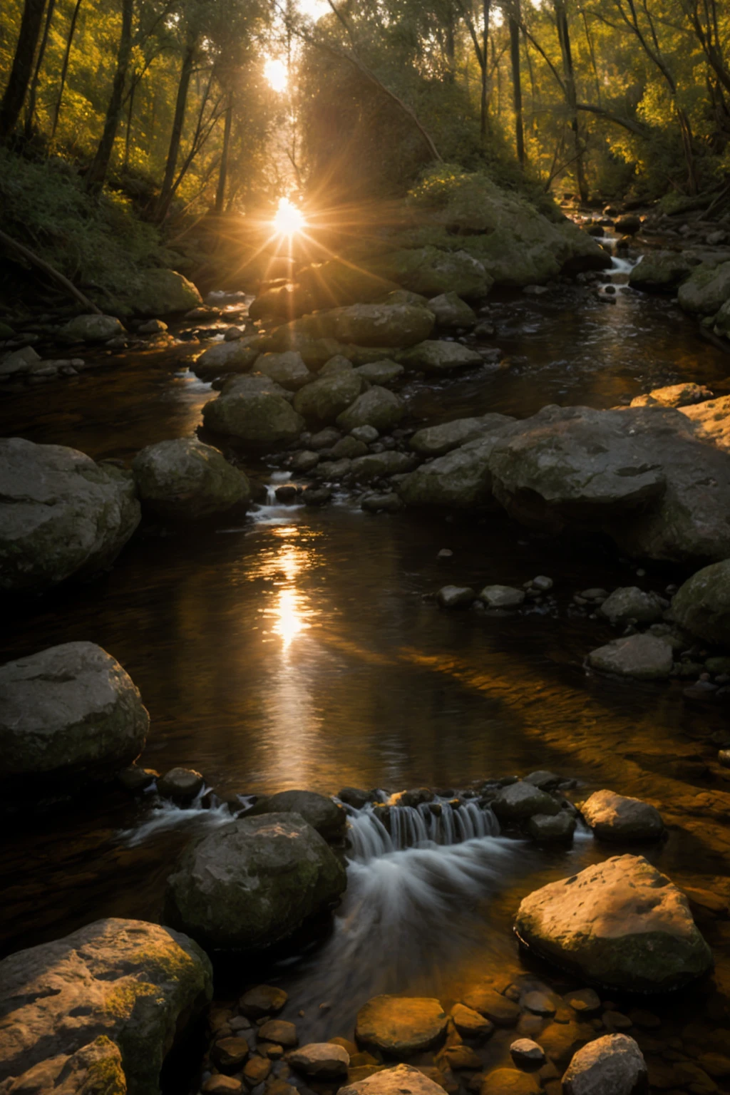 portrait, creek, sunrise