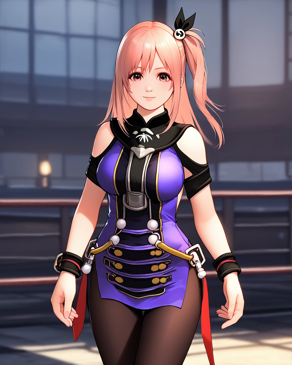 score_9, front view, from front
 <lora:millenia:1> milleniaoutfit, short dress, sleeveless, bare shoulders, (black pantyhose:1), side slit
 <lora:doahonoka_pony:0.8> honoka,dead or alive