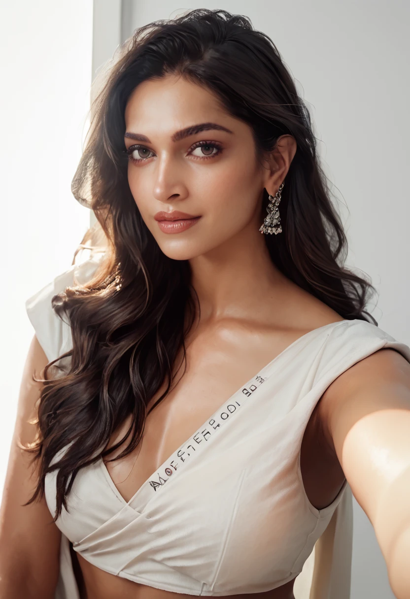 UHD, 8K, ultra detailed, a cinematic photograph of score_9, score_8_up, score_7_up, masterpiece, 1woman, upper body, beautiful woman, pretty, dark hair, Instagram model poses, long hair, moles, skin details, selfie, beautiful lighting, great composition