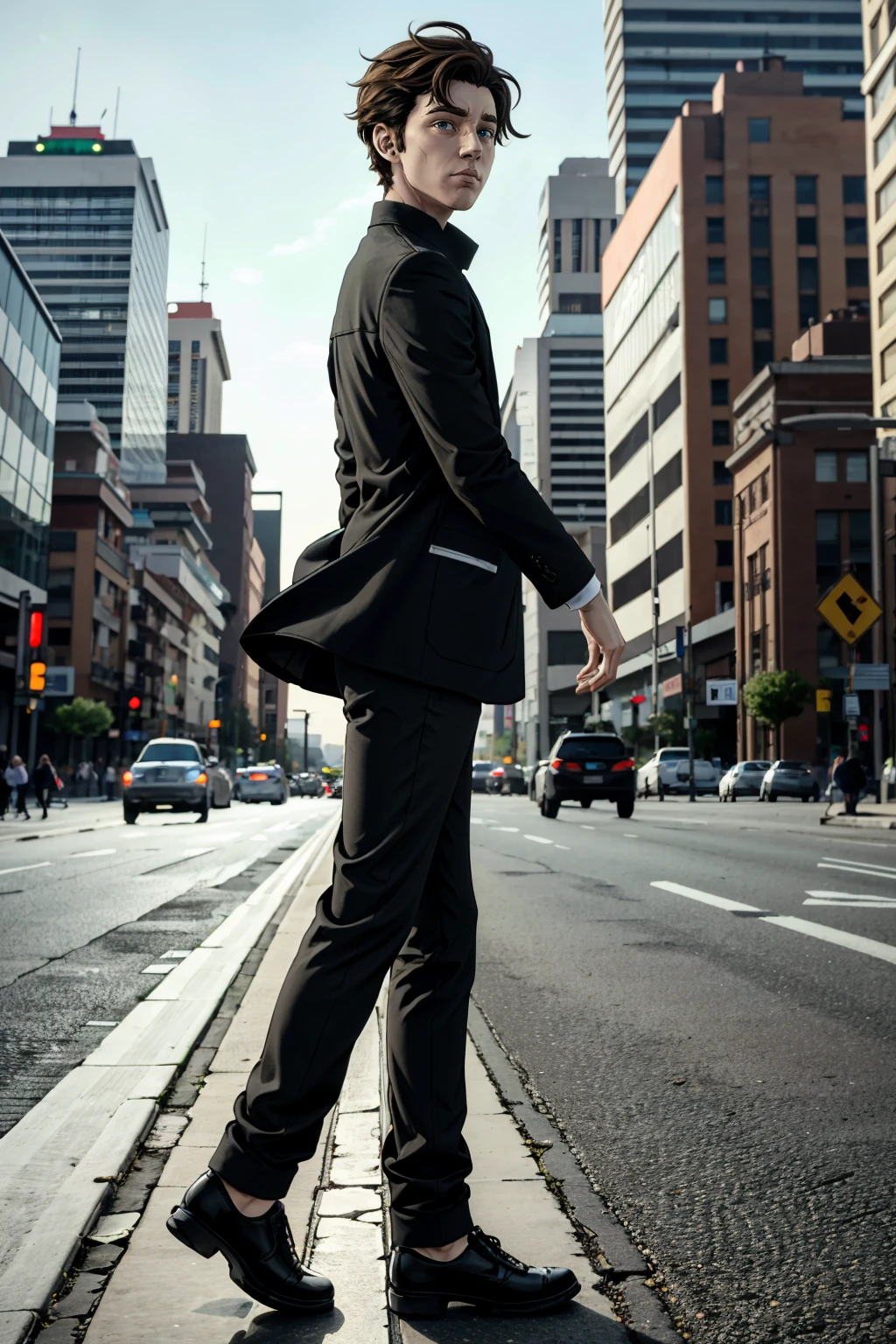 ((ultra detailed, masterpiece, absurdres))
 <lora:BRhys:0.8>
BRhys, 1boy, short hair, heterochromia, looking at viewer, striding confidently across a pedestrian crossing, with city traffic blurred in the background