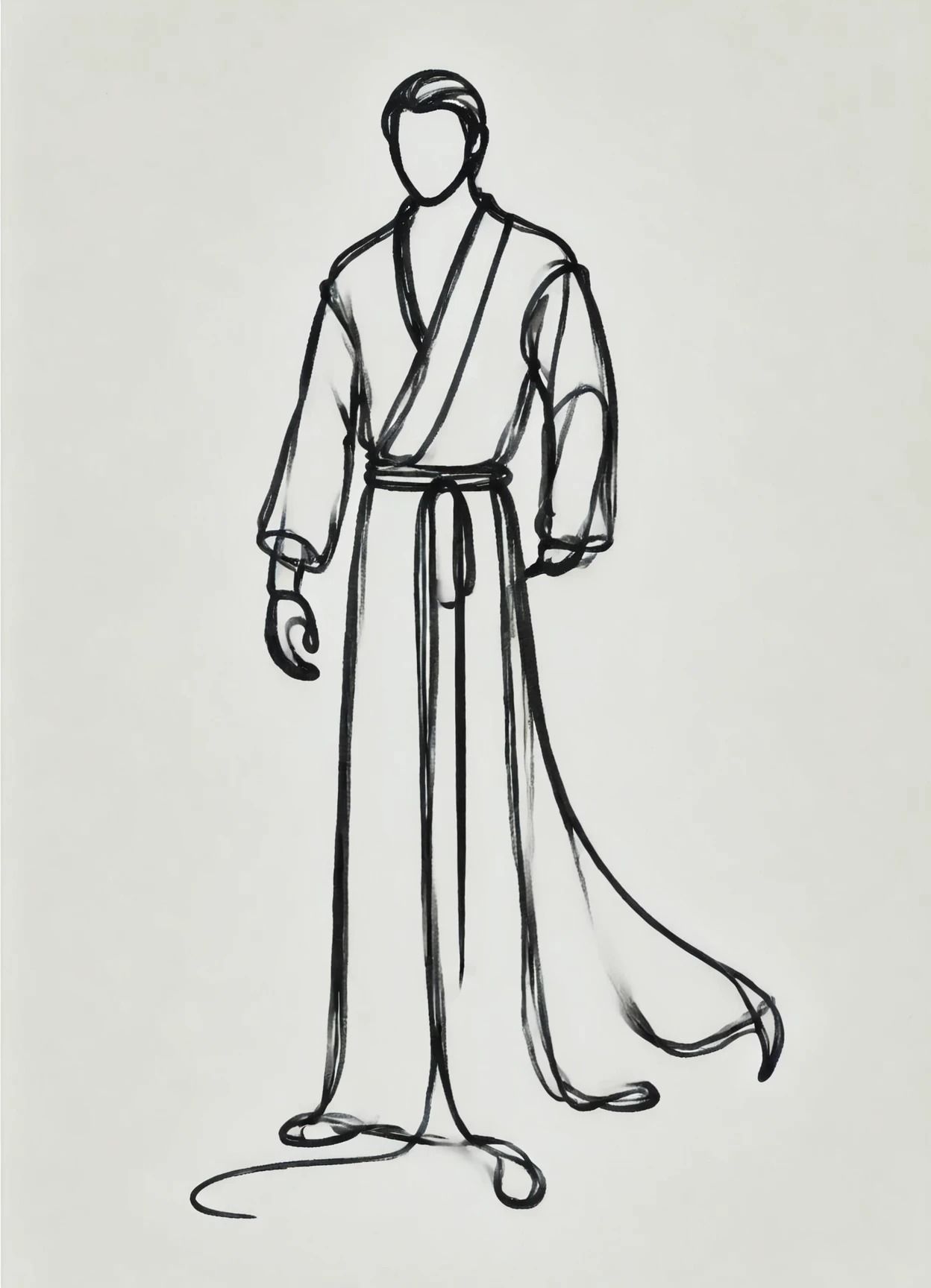 DonM0n3L1n3XL one line drawing, male fatalis, slayer, robe <lora:DonM0n3L1n3XL:1>