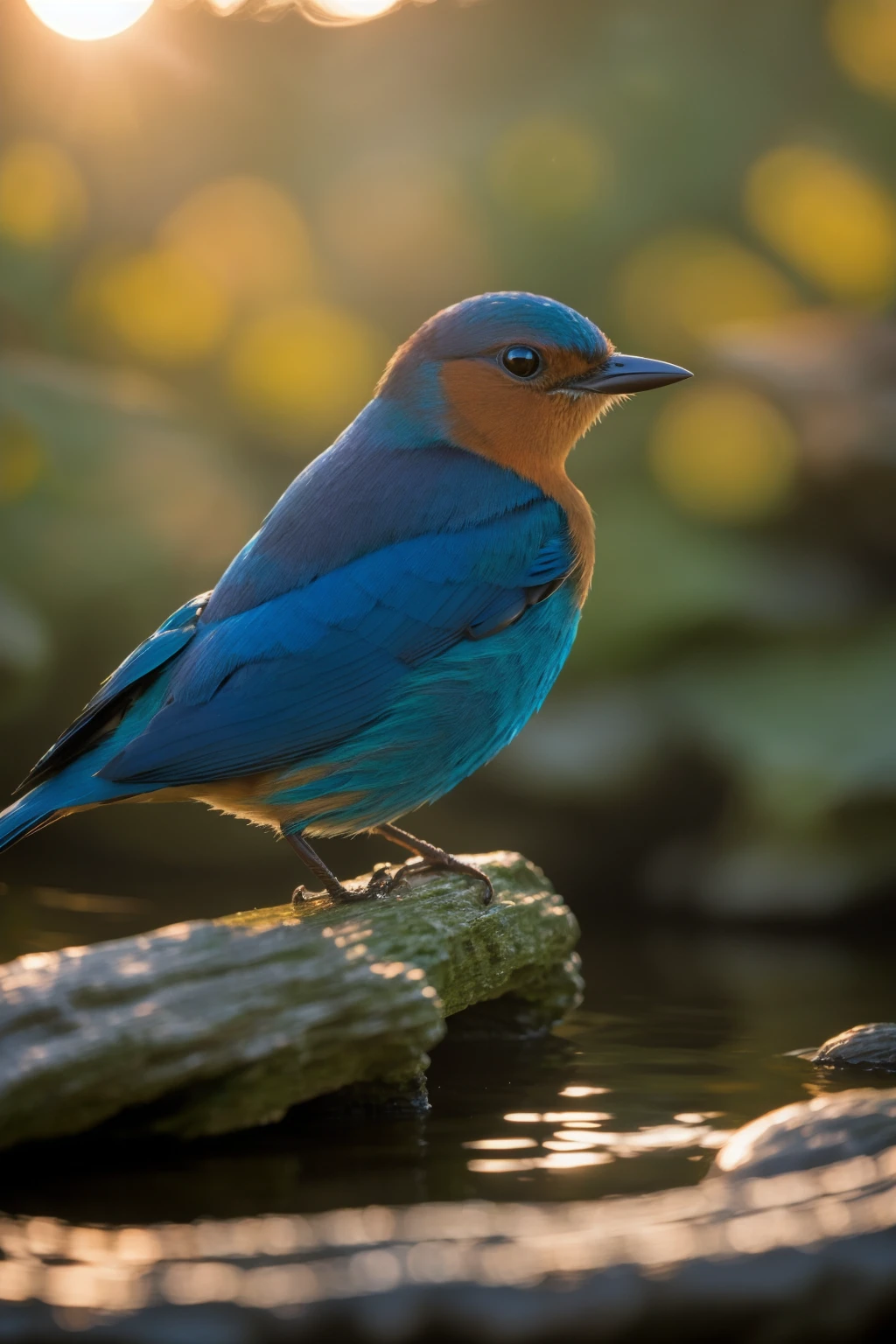 portrait, creek, sunrise, bluebird