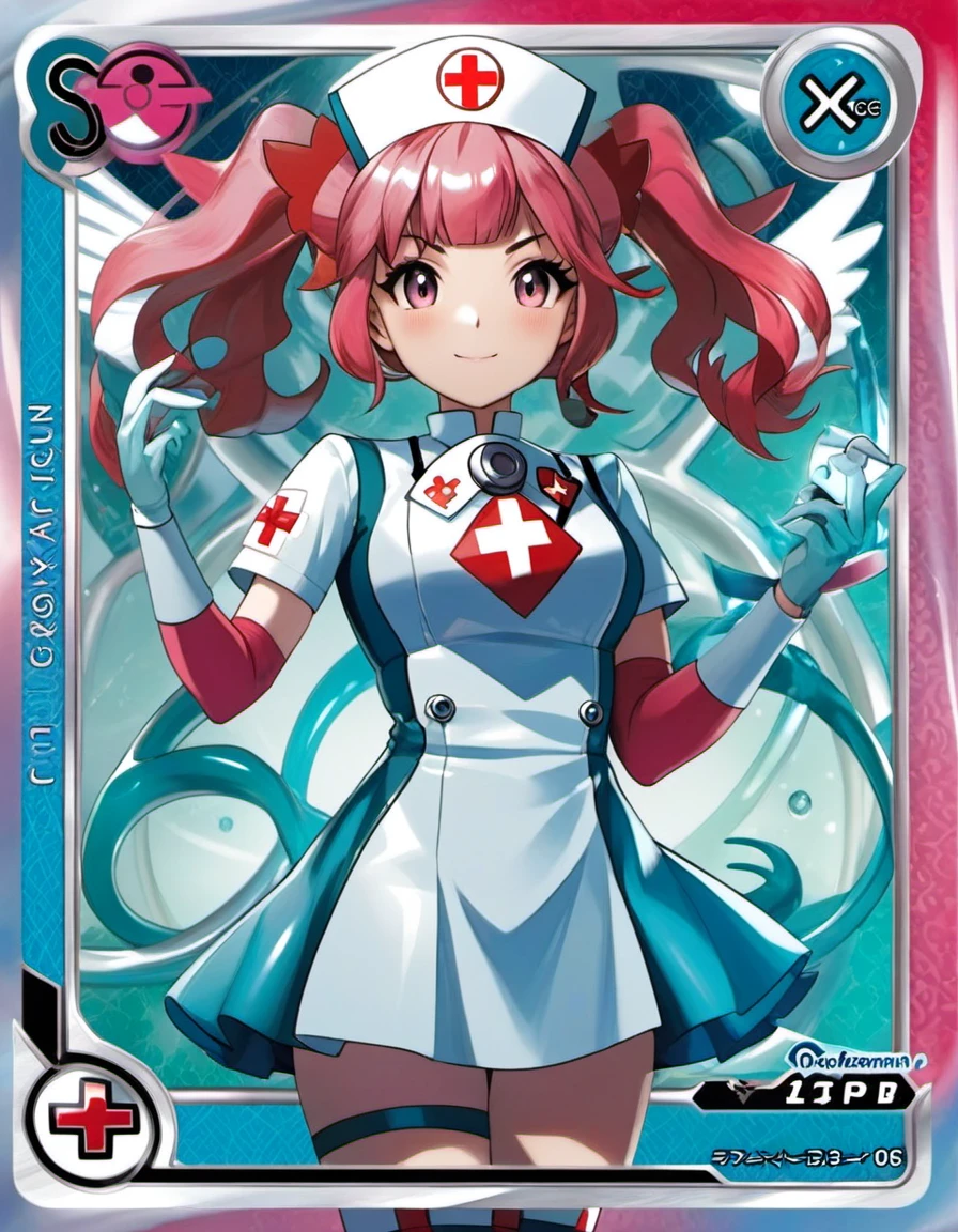 playingcard, tcg, <lora:Playing_cards:1>, nurse, latex, pokemon