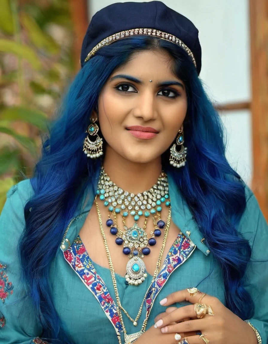 photograph MeghaAkash,<lora:MeghaAkashSDXL:1>,Realistic photo of a beautiful woman, 1girl, solo, long hair, hat, jewelry, blue hair, jacket, multicolored hair, necklace, bracelet, lips, realistic, fashion, soft lighting, professional Photography, Photorealistic, detailed, RAW, analog, sharp focus, 8k, HD, DSLR, high quality, Fujifilm XT3, film grain, award winning, masterpiece, 50mm . cinematic 4k epic detailed 4k epic detailed photograph shot on kodak detailed cinematic hbo dark moody, 35mm photo, grainy, vignette, vintage, Kodachrome, Lomography, stained, highly detailed, found footage, MeghaAkash,<lora:MeghaAkashSDXL:1>,Realistic photo of a beautiful woman, 1girl, solo, long hair, hat, jewelry, blue hair, jacket, multicolored hair, necklace, bracelet, lips, realistic, fashion, soft lighting, professional Photography, Photorealistic, detailed, RAW, analog, sharp focus, 8k, HD, DSLR, high quality, Fujifilm XT3, film grain, award winning, masterpiece, rich light, colors, clear, crisp, ambient, complex composition, inspirational, elegant, vibrant, stunning, symmetry, full, strong, coherent, color, shiny, brilliant, epic, awesome, cinematic, dramatic, atmosphere, gorgeous