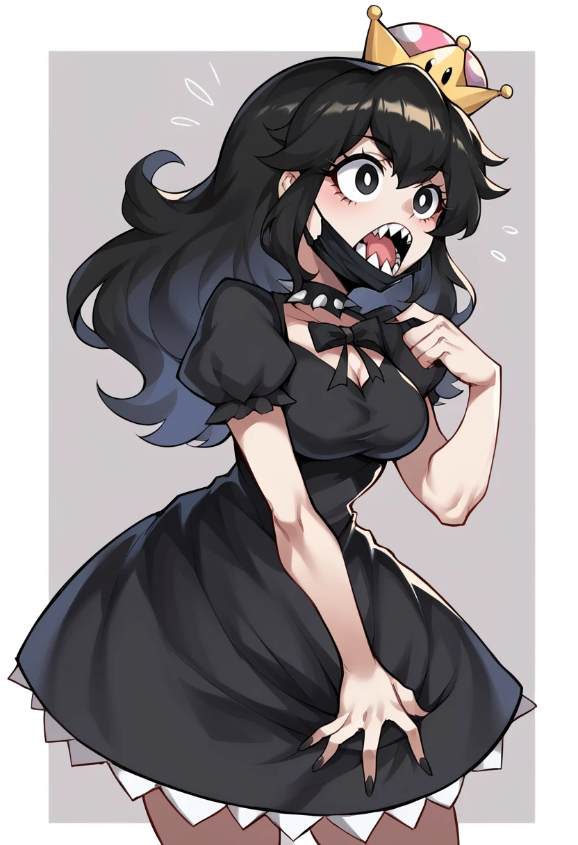 score_9, score_7_up, uncensored, BREAK
1girl, black mask, ch1nm4sk, <lora:m4skpull3d_2:1>, open mouth, <lora:ch0mp3tt3:1>, ch0mp3tt3, black tooth dress