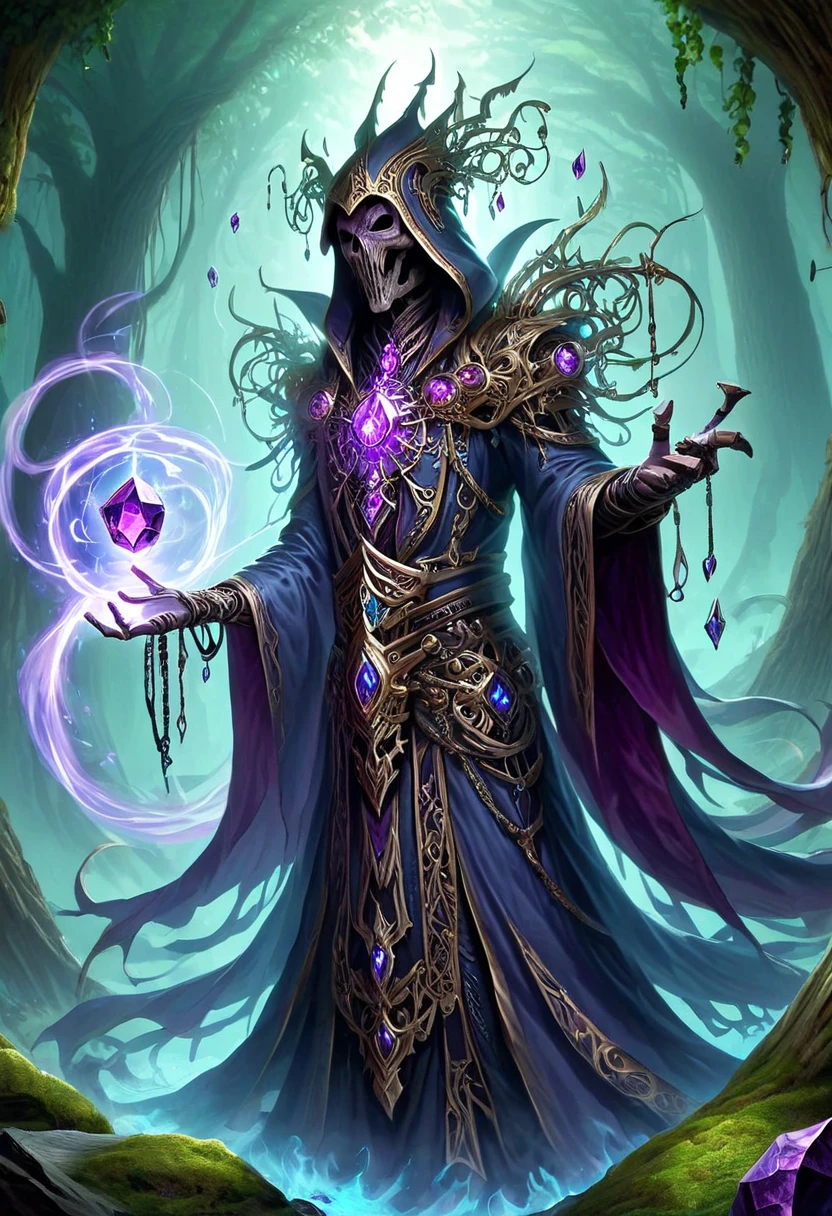 gemwiremorph, an undead sorcerer performing a summoning spell