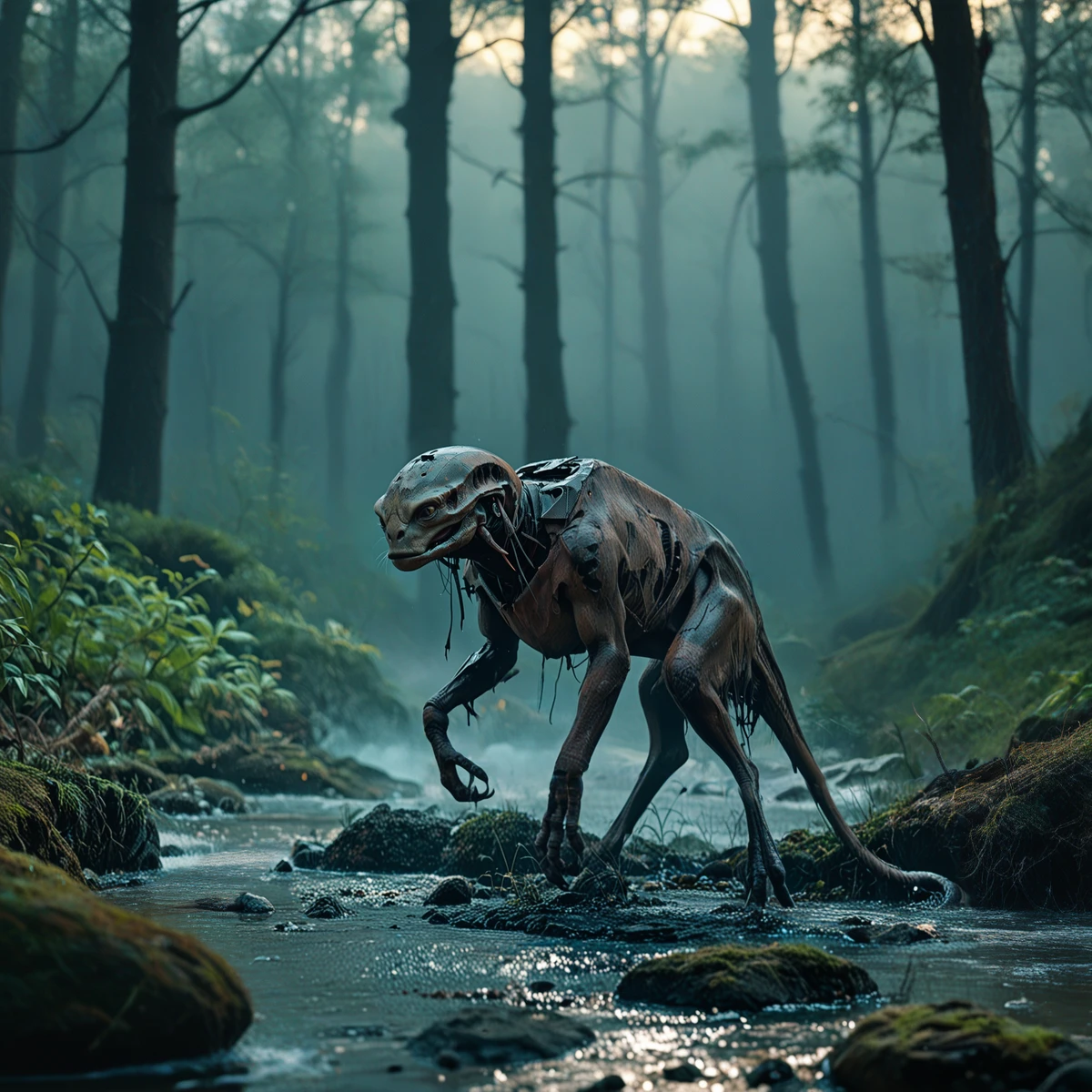 score_6_up, score_5_up, score_4_up, mutated body, bad anatomy, broken fingers, closeup shot
BREAK surreal cinematic still, alien woman as a special agent, military suite, distant future, dystopian, torn off clothes, forest, broken car, dirty swamp, submerged in dirt, late evening, back lighting, rim light, gloomy, analog film grain, analog film simulation, warm colors, subtle green toning,
BREAK SK_CINEMATIC zPDXL2 ImgFixerPre0.3