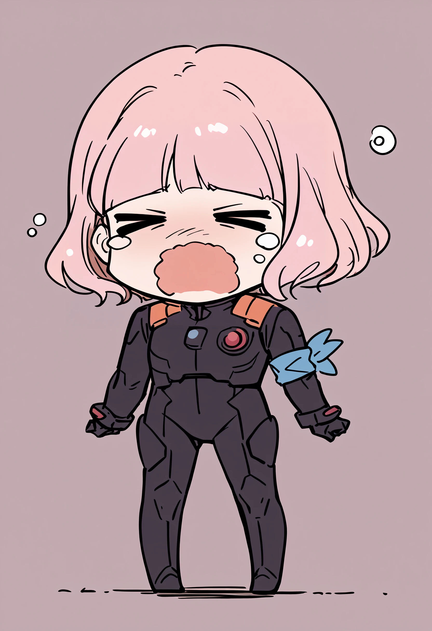 score_9, score_8_up, score_7_up, score_6_up source_anime <lora:midori_eva_alpha-000009:.9> IncrsSesCry, chibi, tears, crying,  midori, short hair, black bodysuit, open mouth, blue armband, <lora:SesieldCry_pdxl_Incrs_v1:1> closed eyes, sketch, lineart, full body