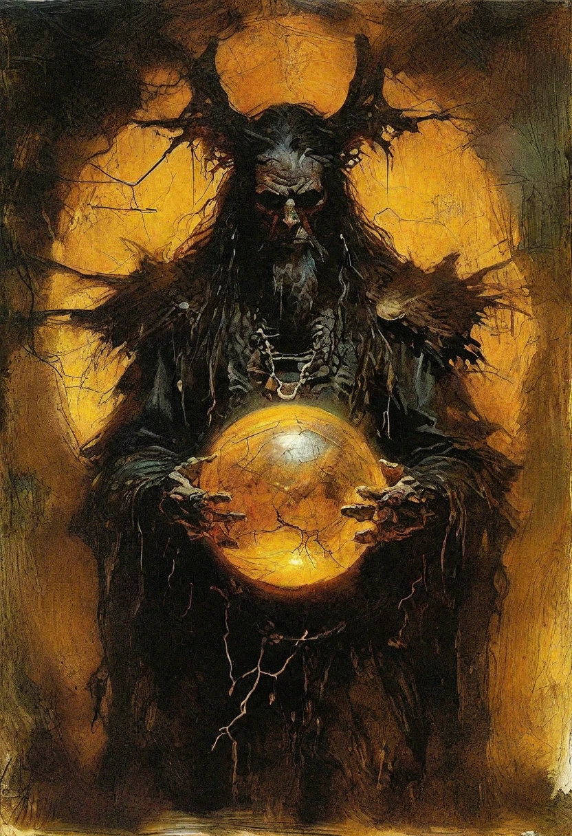 art by Antonio J Manzanedo.
A dark fantasy art of druid, holding a glowing orb
in the style of H.R.Geiger
DnD_Inkyboyz, inky, grainy, noise,