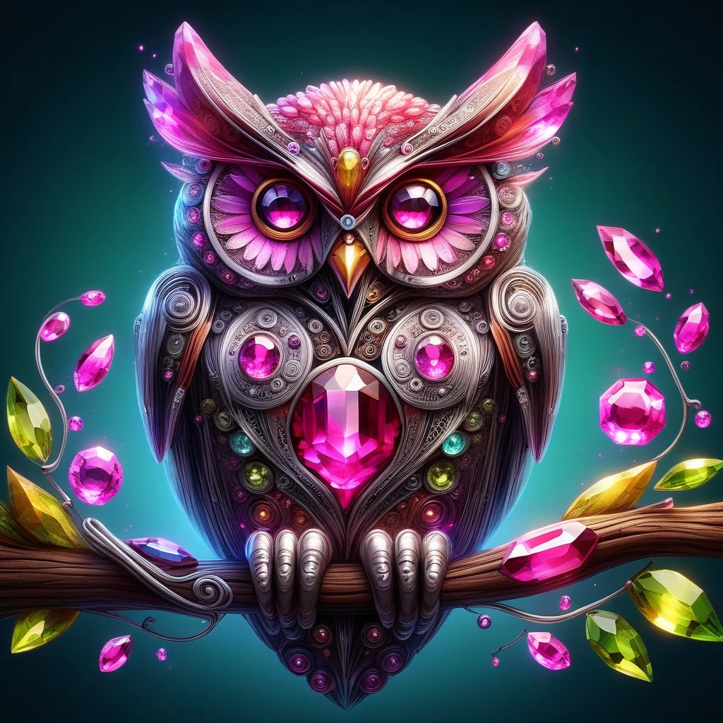 gemwiremorph, an owl sitting on a branch