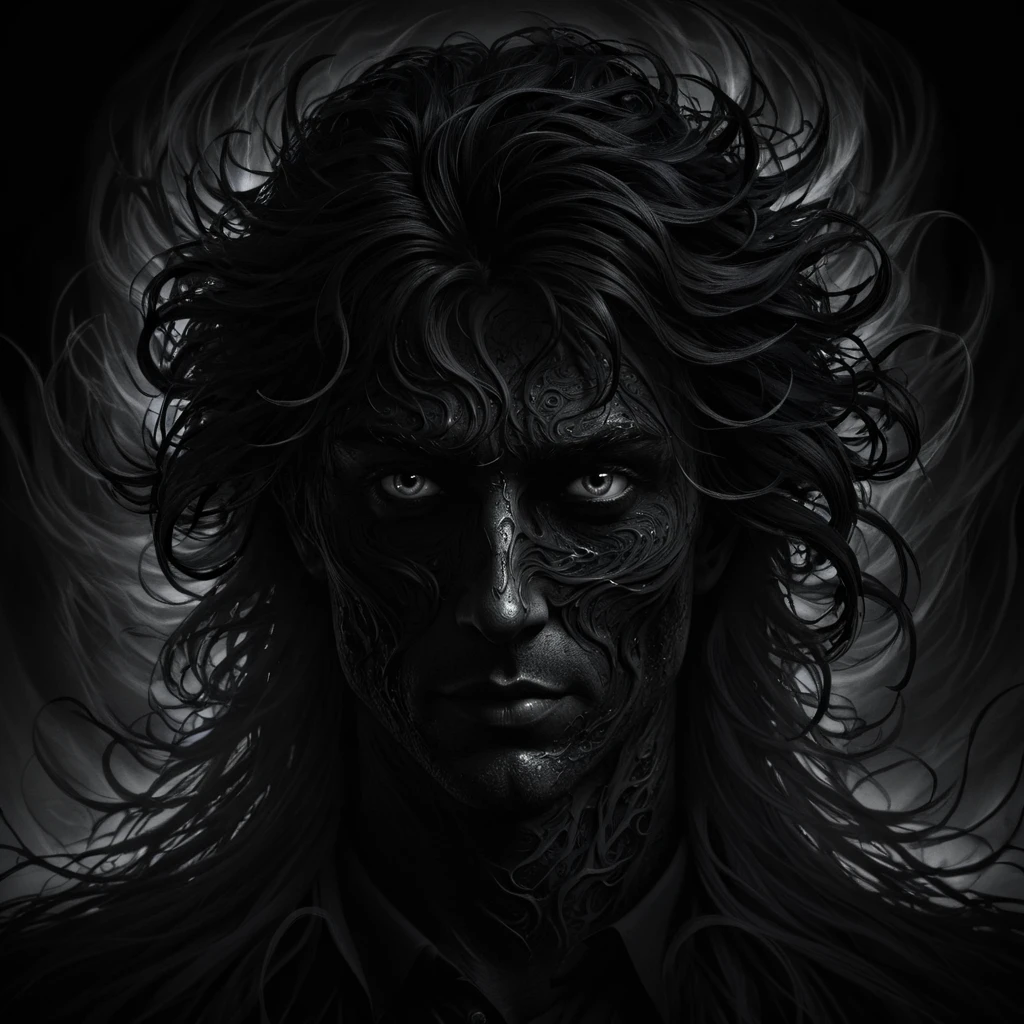 masterpiece, best quality,  <lora:add-detail-xl:1> <lora:ArsMorph_-_World_of_Darkness_SDXL_Pony:0.8> ArsWorldOfDarkness A portrait of a being made entirely of darkness, features defined by varying depths of shadow. Hair flows like wisps of night, eyes are deep wells of infinite black.