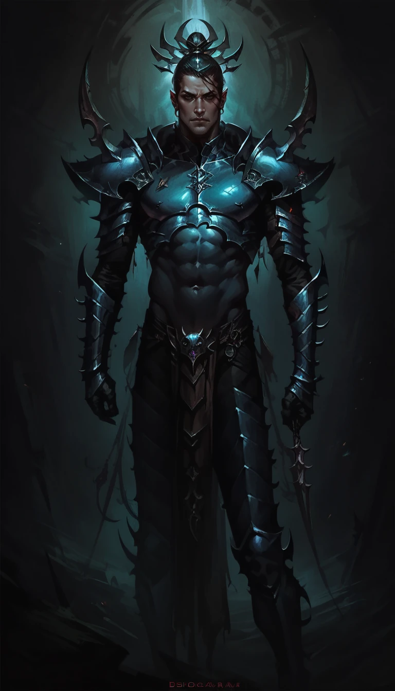 score_9, score_8_up, score_7_up, stubble,   fit body, slim,  1male, Drukhari, spiked armor, dark armor, Drukhari armor, 
<lora:Concept Art DarkSide Style LoRA_Pony XL v6:0.7> concept art, realistic, dark theme, low light,
  <lora:Drukhari_Armor_WH40K:1>