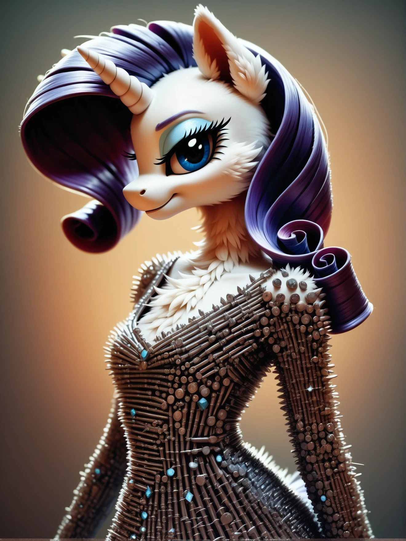 score_9, score_8_up, score_7_up, score_6_up, realistic illustration, 1girl, portrait, Rarity \(mlp\), anthro pony, tail, dress, fastenerswm,  <lora:FastenersWMv0.4:1.2> <lora:MegaFluffyPony:0.5> MegaFluffyPony, furry, fluffy