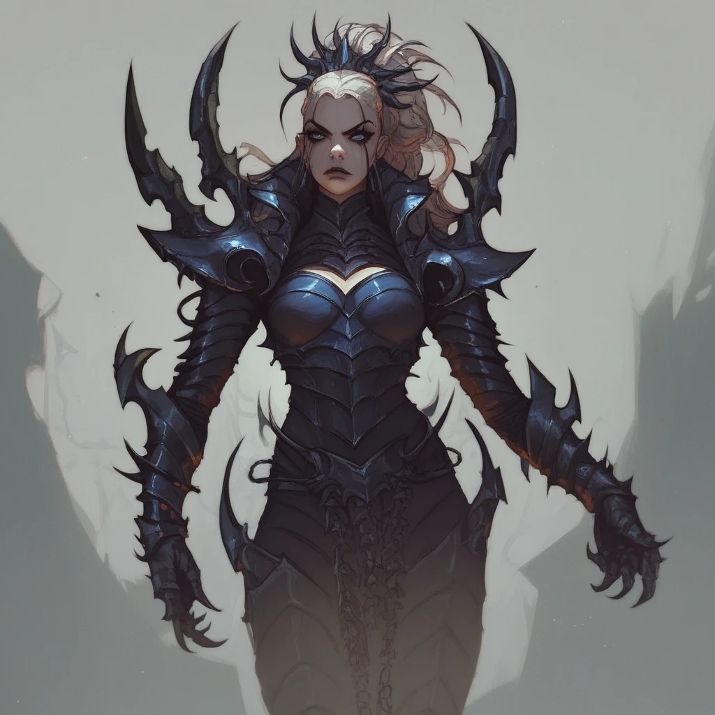 score_9, score_8_up, score_7_up,  1female, Drukhari, spiked armor, dark armor, Drukhari armor