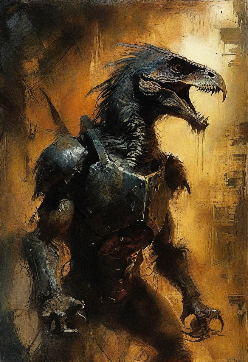 art by Antonio J Manzanedo.
dark cyberpunk art of a raptor
in the style of H.R.Geiger
DnD_Inkyboyz, inky, grainy, noise,