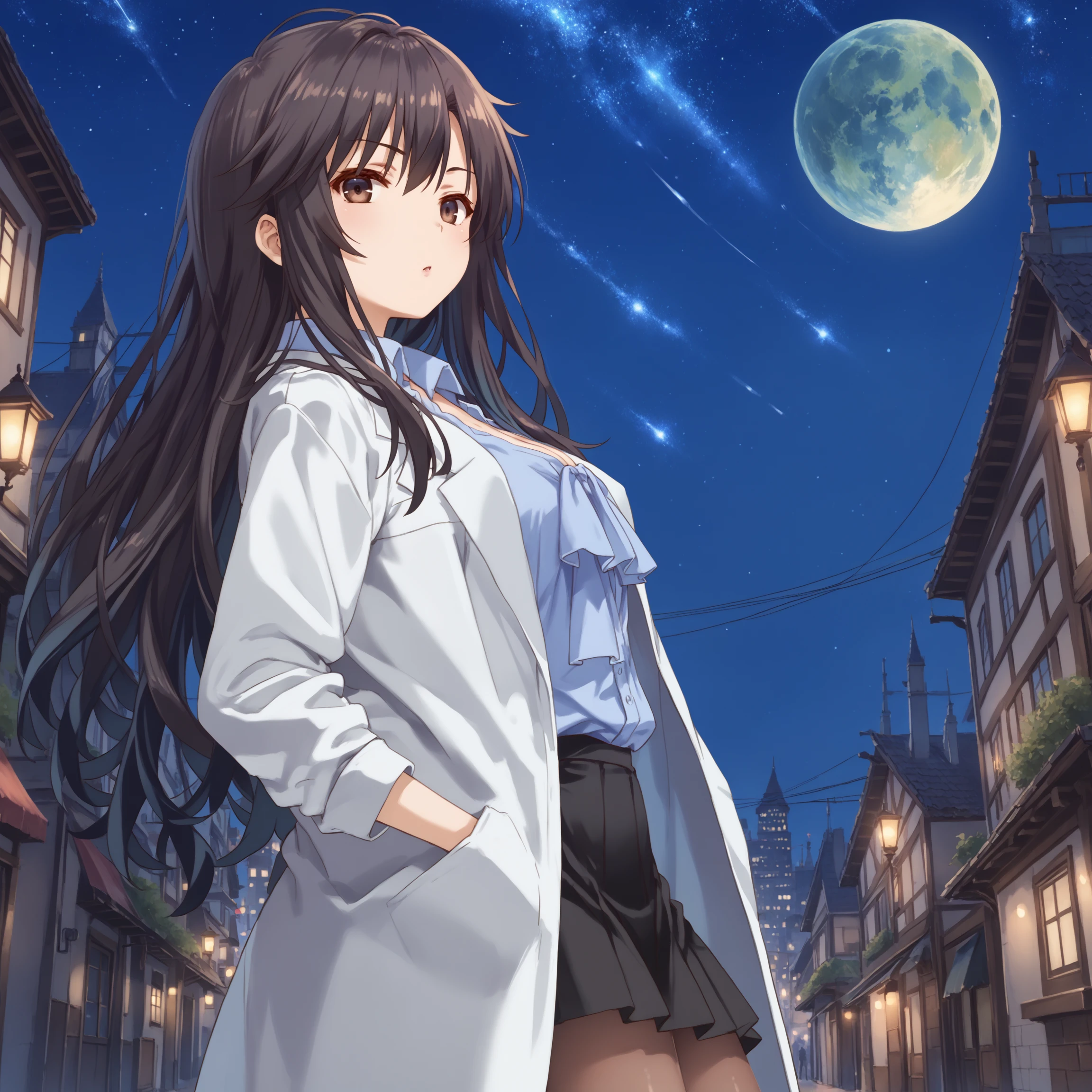 score_9, score_8_up, score_7_up, rating_safe
BREAK
amagi_olis, 1girl, solo, gradient hair, long hair, brown eyes, lab coat, blue shirt, taut skirt, thighband pantyhose, looking at viewer, hands in pockets, from side, cowboy shot
BREAK
building, city, starry sky, night sky, night, dark
<lora:amagi_BokuToJoiNoShinsatsuNisshi_ponyxl_v1:1>