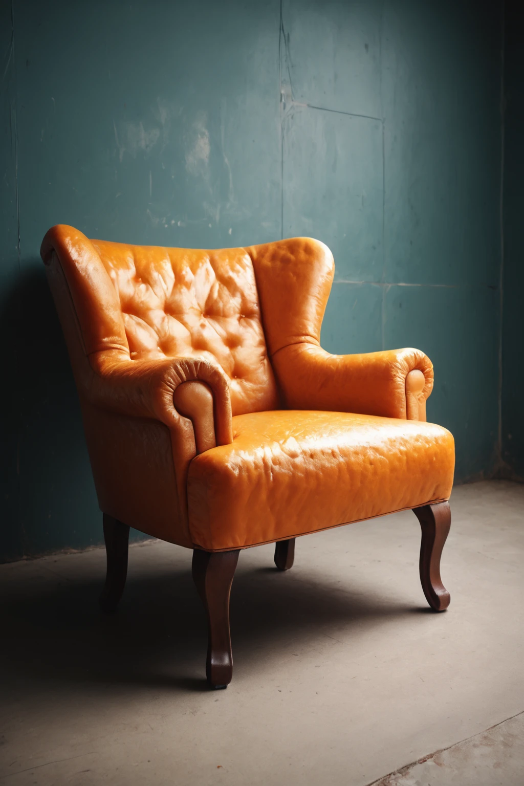 score_9, score_8_up, score_7_up, source_photo, realistic, nsfw, <lora:Orange_Peel:0.8>, orange peel, A unique armchair with a seat and backrest covered in a material that resembles the texture of an orange peel. The armchair should have a modern, minimalist design.