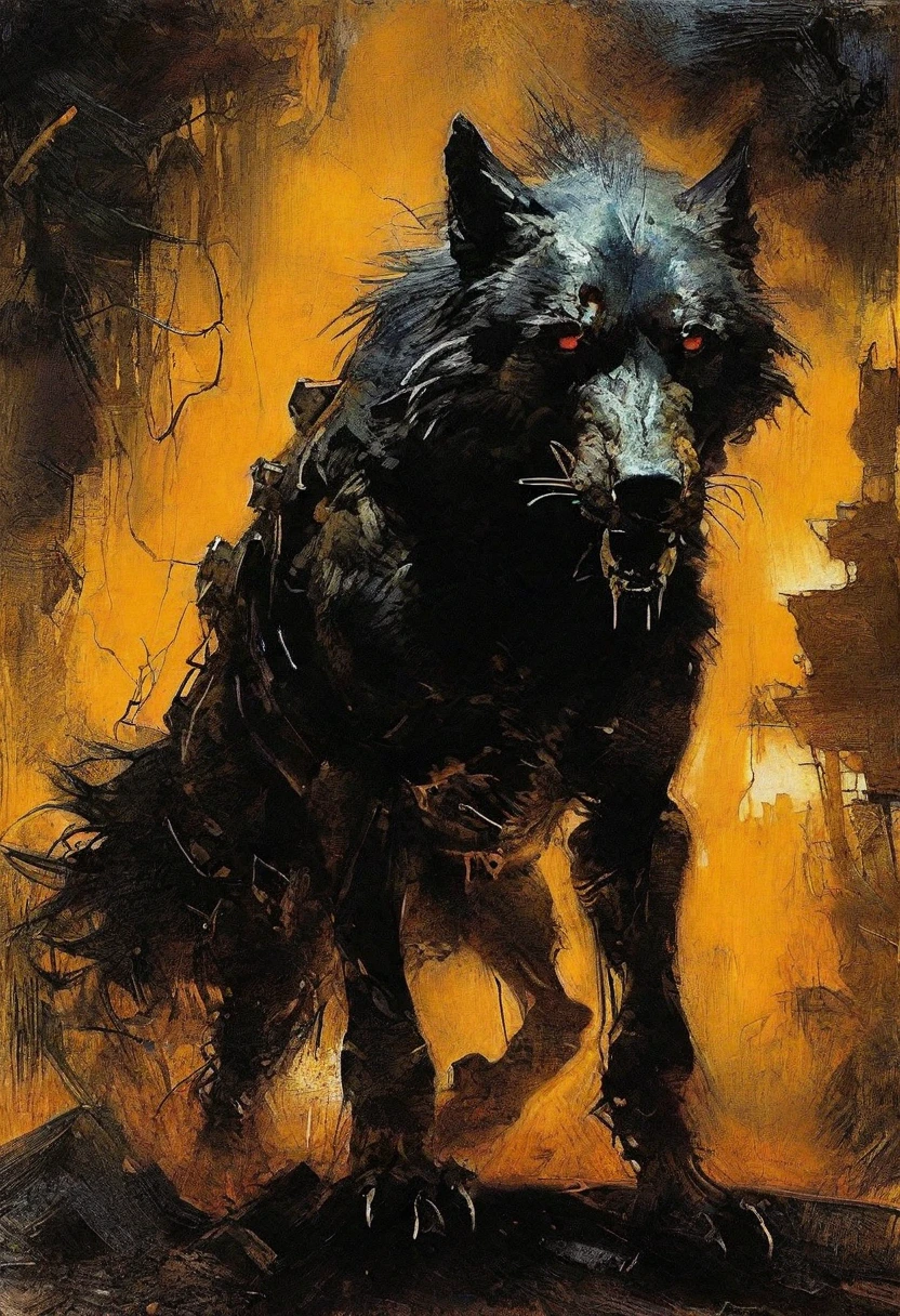 art by Antonio J Manzanedo.
dark cyberpunk art of a cyber-wolf in the style of H.R.Geiger
DnD_Inkyboyz, inky, grainy, noise,