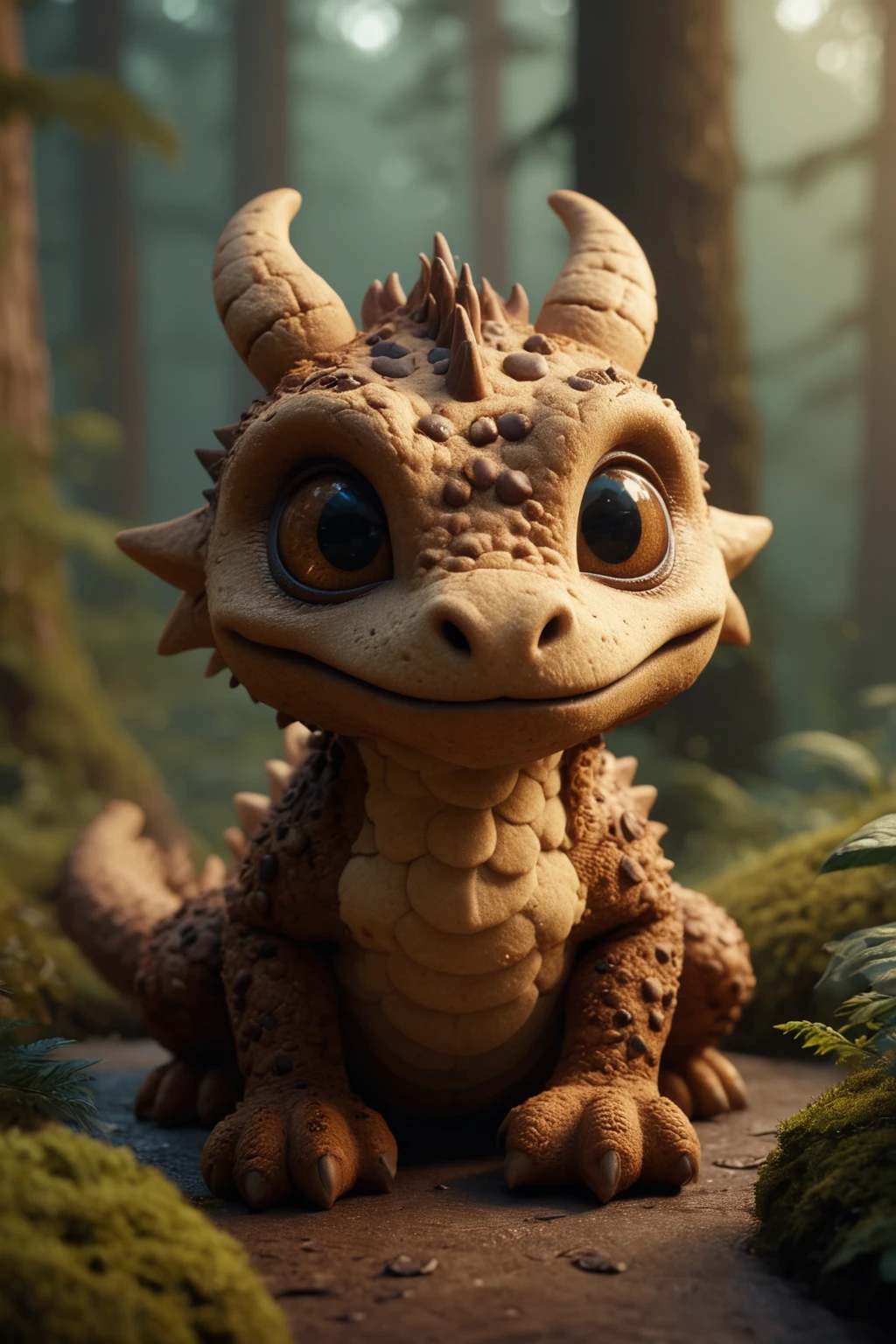 cinematic still a dragon made out of Chocolate Chip Cookies, fantasy forest <lora:Chocolate_Chip_Cookies:1> . emotional, harmonious, vignette, highly detailed, high budget, bokeh, cinemascope, moody, epic, gorgeous, film grain, grainy, 3d fluffy, closeup cute and adorable, cute big circular reflective eyes, long fuzzy fur, Pixar render, unreal engine cinematic smooth, intricate detail, cinematic